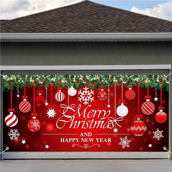 Christmas Garage Door Decorations Christmas Balls Garage Door Cover